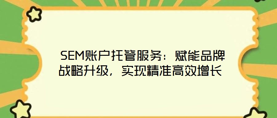SEM賬戶托管服務:賦能品牌戰(zhàn)略升級,實現(xiàn)精準高效增長
